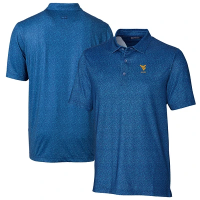 Men's Cutter & Buck  Navy West Virginia Mountaineers Alumni Logo Pike Micro Floral Print Stretch Polo