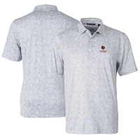 Men's Cutter & Buck Gray Louisville Cardinals Alumni Logo Pike Constellation Print Stretch Polo