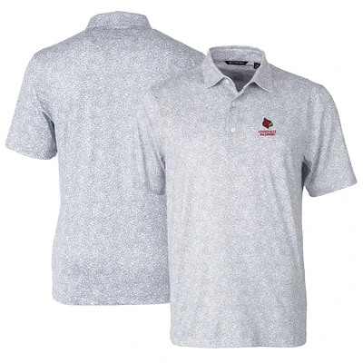 Men's Cutter & Buck Gray Louisville Cardinals Alumni Logo Pike Constellation Print Stretch Polo