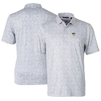 Men's Cutter & Buck Gray Missouri Tigers Alumni Logo Pike Constellation Print Stretch Polo
