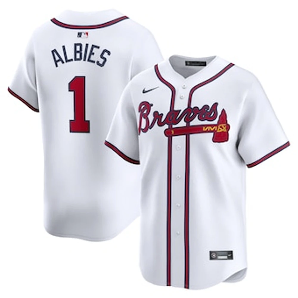 Men's Nike Ozzie Albies White Atlanta Braves Home Limited Player Jersey