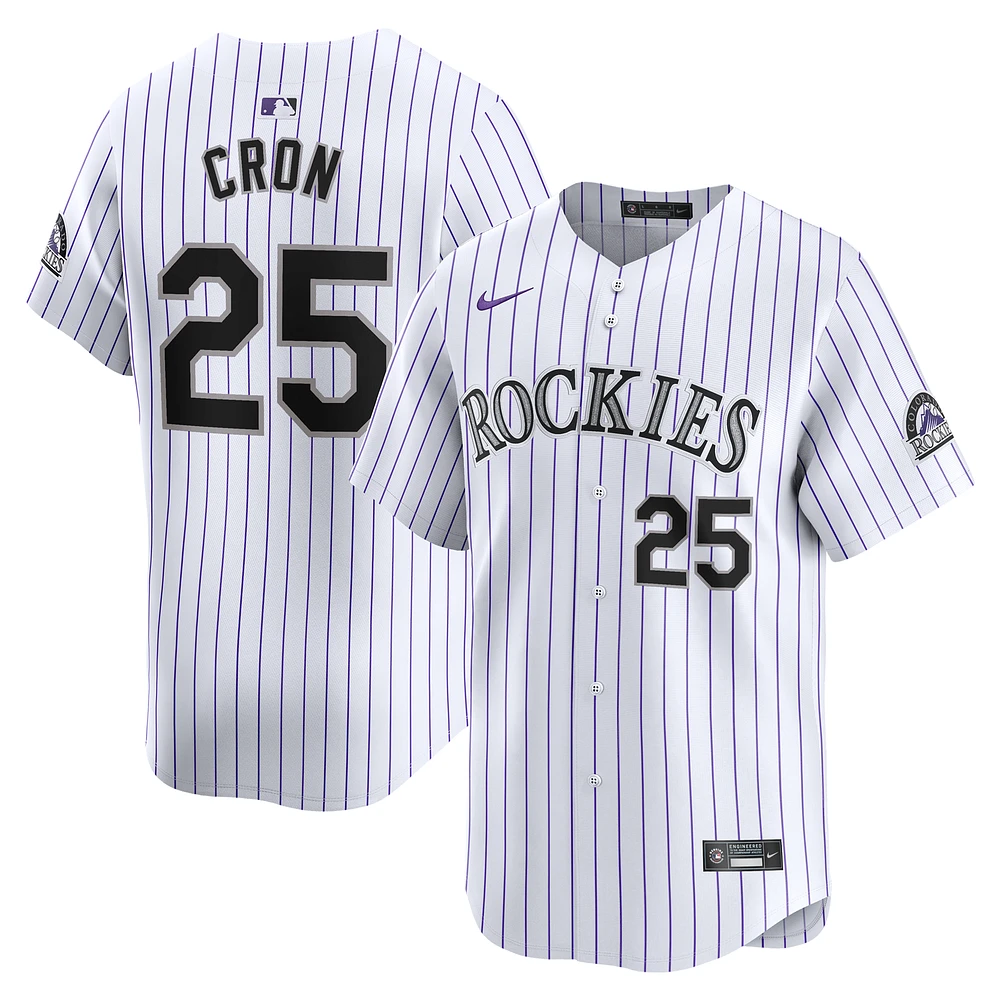 Men's Nike CJ Cron White Colorado Rockies Home Limited Player Jersey