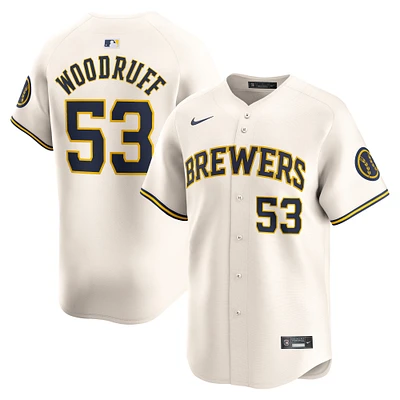 Men's Nike Brandon Woodruff Cream Milwaukee Brewers Home Limited Player Jersey