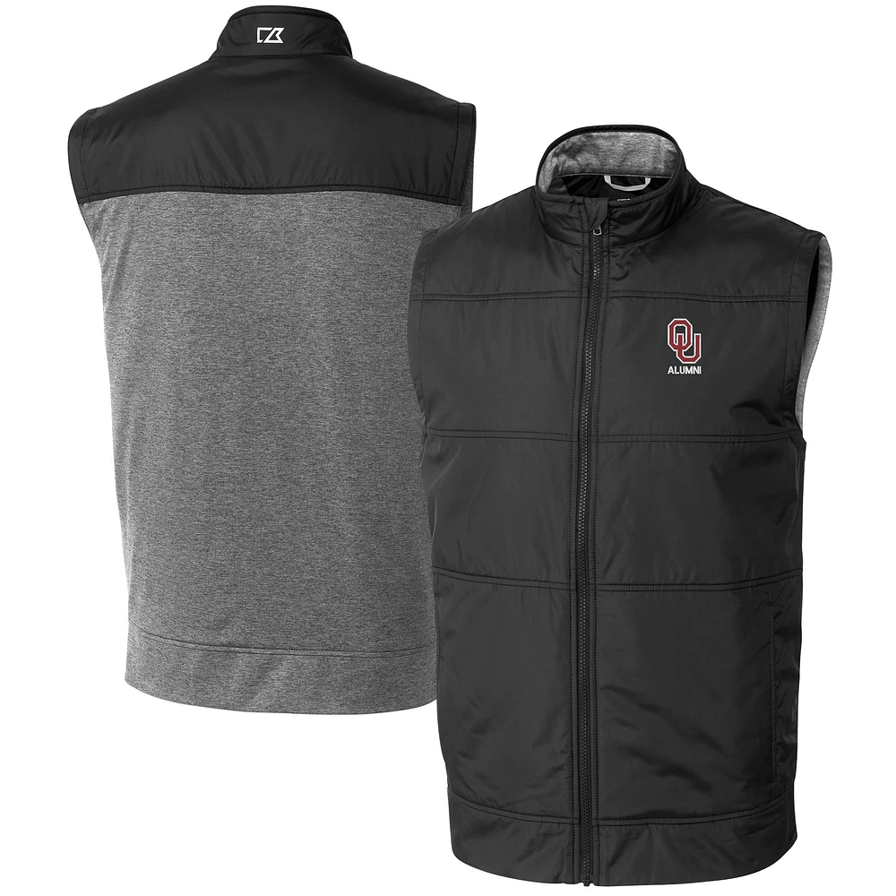Men's Cutter & Buck Oklahoma Sooners Alumni Logo Stealth Hybrid Quilted Windbreaker Full-Zip Vest