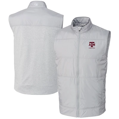 Men's Cutter & Buck  Gray Texas A&M Aggies Alumni Logo Stealth Hybrid Quilted Windbreaker Full-Zip Vest