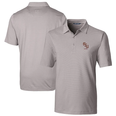 Men's Cutter & Buck  Gray Florida State Seminoles Alumni Logo Forge Pencil Stripe Stretch DryTec Polo