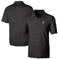 Men's Cutter & Buck  Black Kansas Jayhawks Alumni Logo Forge Pencil Stripe Stretch DryTec Polo