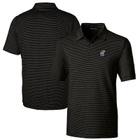 Men's Cutter & Buck  Black Kansas Jayhawks Alumni Logo Forge Pencil Stripe Stretch DryTec Polo