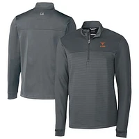 Men's Cutter & Buck Texas Longhorns Alumni Logo Traverse Stripe Stretch Quarter-Zip Pullover Top