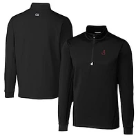 Men's Cutter & Buck  Black Alabama Crimson Tide Alumni Logo Traverse Stretch Quarter-Zip Pullover Top