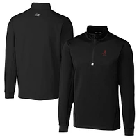 Men's Cutter & Buck  Black Alabama Crimson Tide Alumni Logo Traverse Stretch Quarter-Zip Pullover Top
