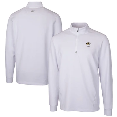 Men's Cutter & Buck  White Missouri Tigers Alumni Logo Traverse Stretch Quarter-Zip Pullover Top