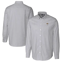 Men's Cutter & Buck  Charcoal Missouri Tigers Alumni Logo Stretch Oxford Stripe Long Sleeve Button-Down Shirt