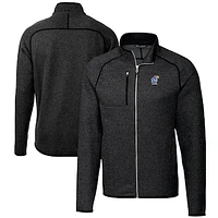 Men's Cutter & Buck  Heather Charcoal Kansas Jayhawks Alumni Logo Mainsail Sweater-Knit Full-Zip Jacket