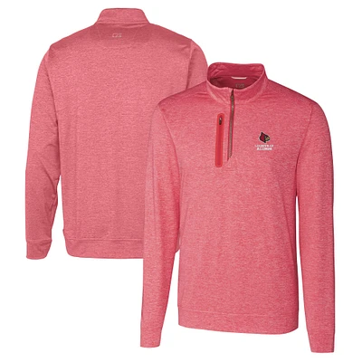 Men's Cutter & Buck  Red Louisville Cardinals Alumni Logo Stealth Heathered Quarter-Zip Pullover Top