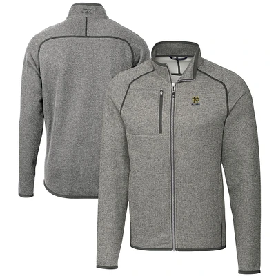 Men's Cutter & Buck Heather Notre Dame Fighting Irish Alumni Logo Mainsail Sweater-Knit Full-Zip Jacket