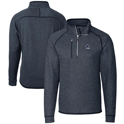 Men's Cutter & Buck  Heather Navy Penn State Nittany Lions Alumni Logo Mainsail Sweater-Knit Half-Zip Pullover Jacket