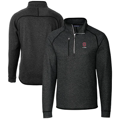 Men's Cutter & Buck  Heather Charcoal Ohio State Buckeyes Alumni Logo Mainsail Sweater-Knit Half-Zip Pullover Jacket