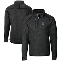 Men's Cutter & Buck  Heather Charcoal Ohio State Buckeyes Alumni Logo Mainsail Sweater-Knit Half-Zip Pullover Jacket
