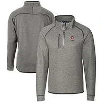 Men's Cutter & Buck  Heather Gray Ohio State Buckeyes Alumni Logo Mainsail Sweater-Knit Half-Zip Pullover Jacket