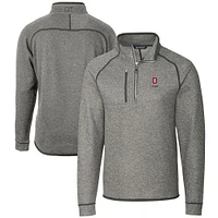 Men's Cutter & Buck  Heather Gray Ohio State Buckeyes Alumni Logo Mainsail Sweater-Knit Half-Zip Pullover Jacket
