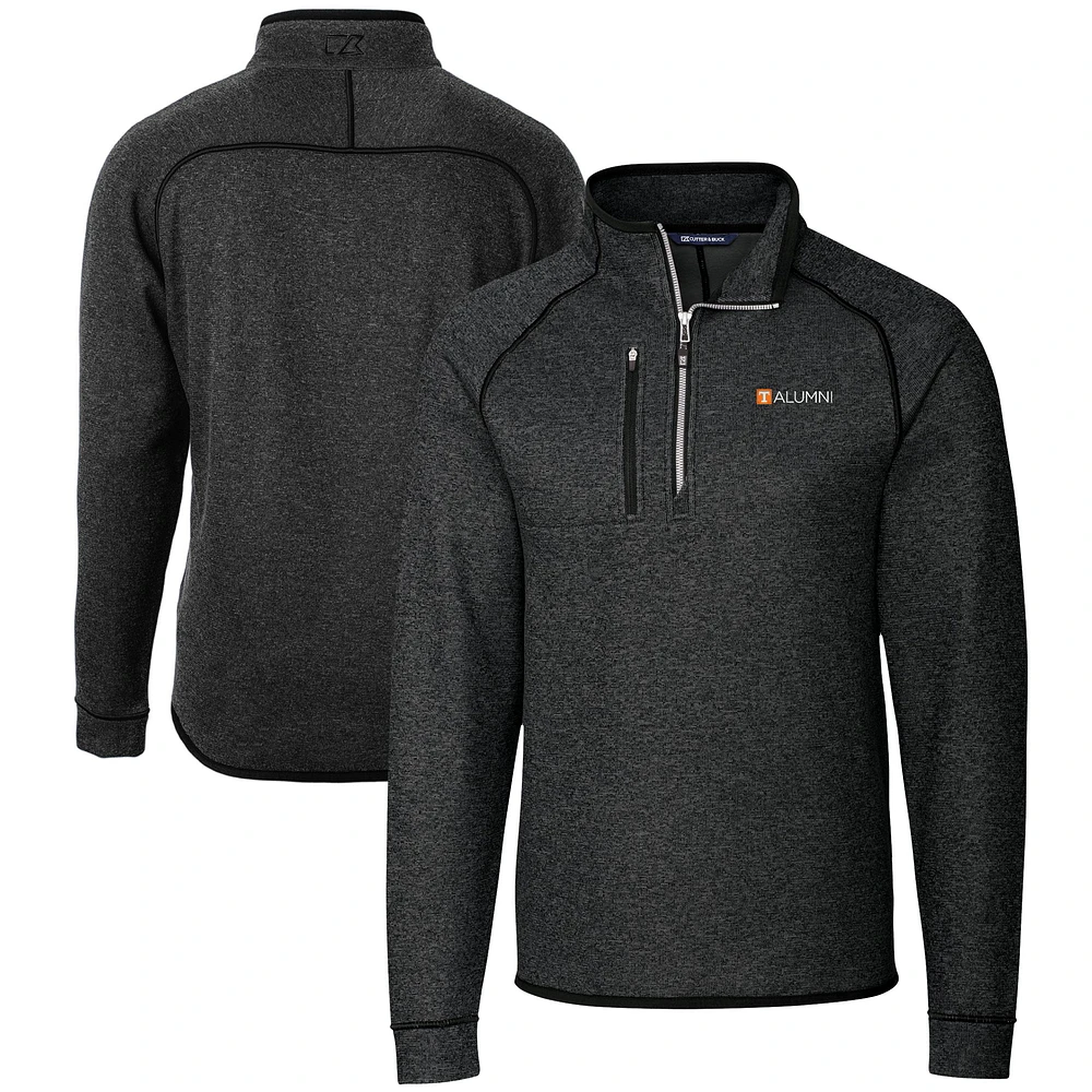 Men's Cutter & Buck Heather Charcoal Tennessee Volunteers Alumni Logo Mainsail Sweater-Knit Half-Zip Pullover Jacket
