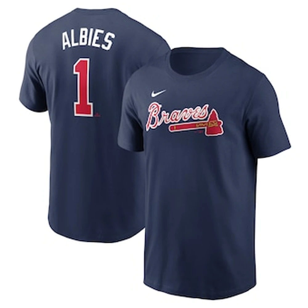 Men's Nike Ozzie Albies Navy Atlanta Braves Fuse Name & Number T-Shirt