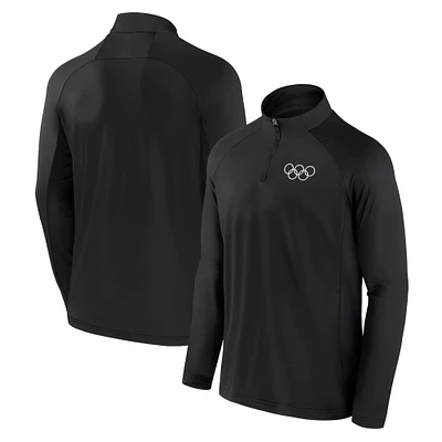 Men's Fanatics Black Olympic Games Union Bar Raglan Quarter-Zip Top