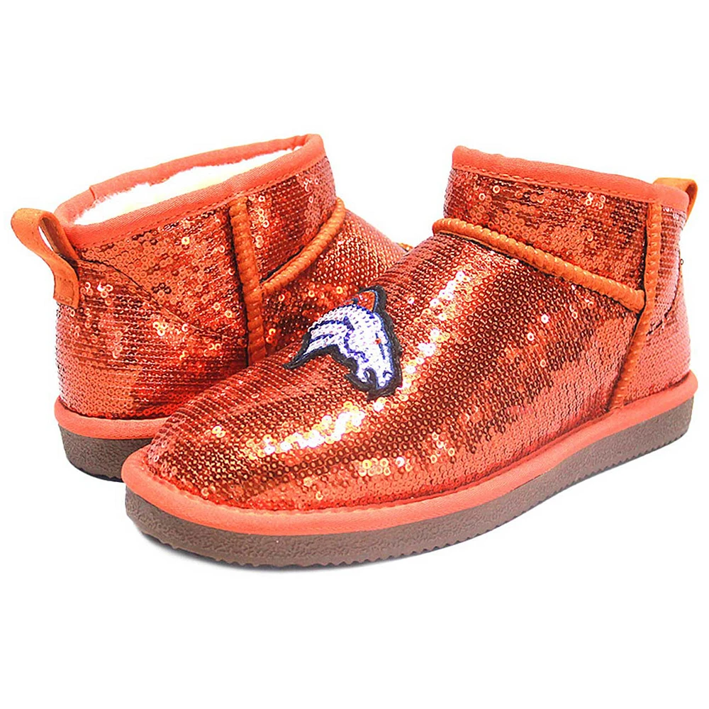 Women's Cuce  Orange Denver Broncos Sequin Ankle Boots