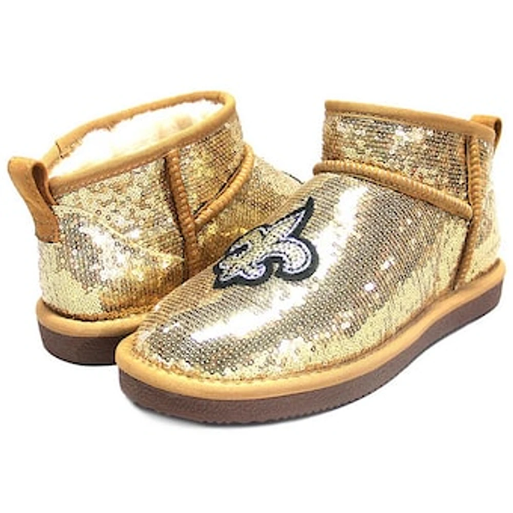 Women's Cuce  Gold New Orleans Saints Sequin Ankle Boots