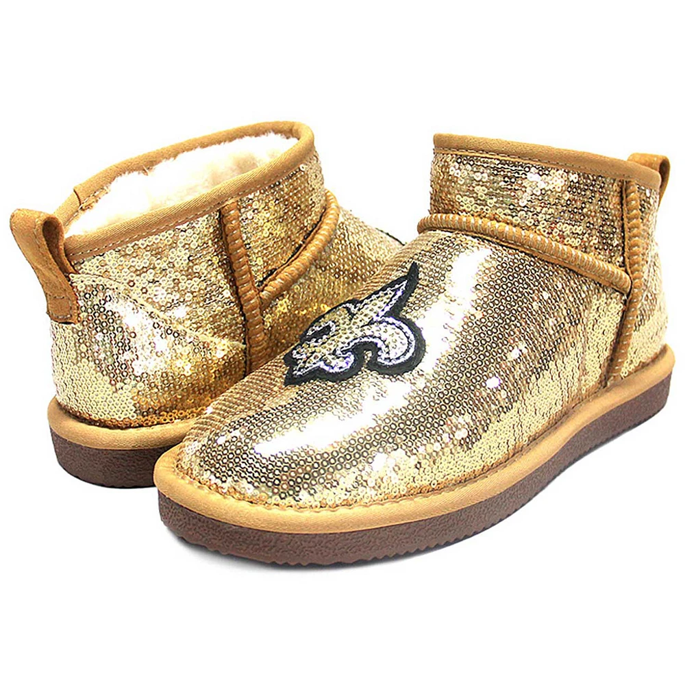 Women's Cuce  Gold New Orleans Saints Sequin Ankle Boots