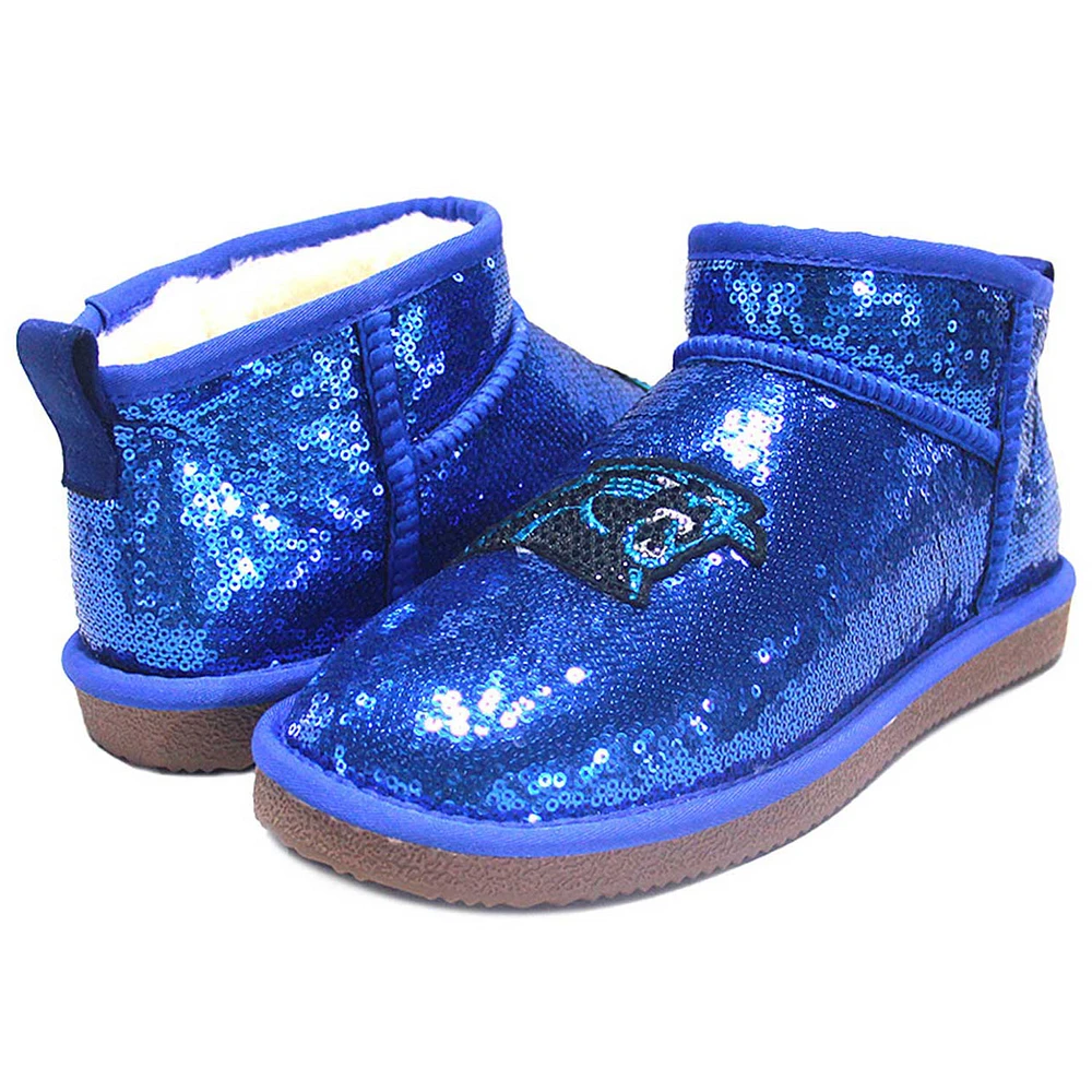 Women's Cuce  Blue Carolina Panthers Sequin Ankle Boots