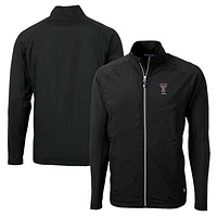 Men's Cutter & Buck  Black Texas Tech Red Raiders Alumni Logo Adapt Eco Knit Hybrid Recycled Full-Zip Jacket