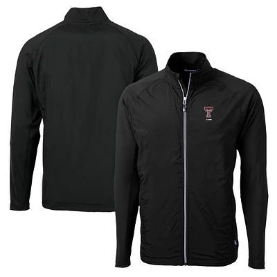 Men's Cutter & Buck  Black Texas Tech Red Raiders Alumni Logo Adapt Eco Knit Hybrid Recycled Full-Zip Jacket