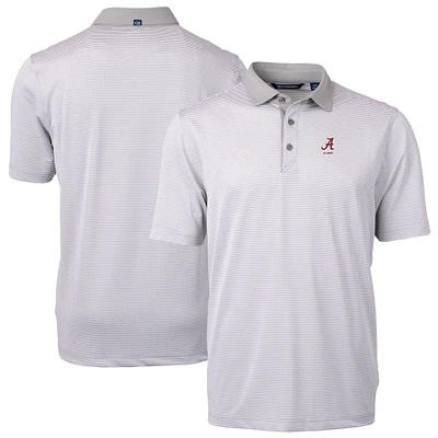 Men's Cutter & Buck  Gray Alabama Crimson Tide Alumni Logo Virtue Eco Pique Micro Stripe Recycled Polo