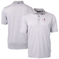 Men's Cutter & Buck  Gray Alabama Crimson Tide Alumni Logo Virtue Eco Pique Micro Stripe Recycled Polo