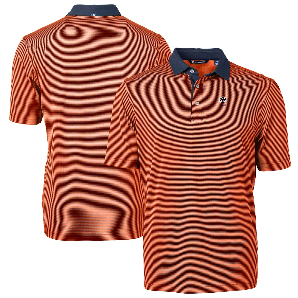 Men's Cutter & Buck Orange Auburn Tigers Alumni Logo Virtue Eco Pique Micro Stripe Recycled Polo