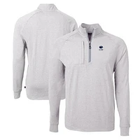 Men's Cutter & Buck  Heather Gray Penn State Nittany Lions Alumni Logo Adapt Eco Knit Heathered Recycled Quarter-Zip Pullover Top