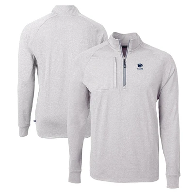 Men's Cutter & Buck  Heather Gray Penn State Nittany Lions Alumni Logo Adapt Eco Knit Heathered Recycled Quarter-Zip Pullover Top