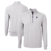 Men's Cutter & Buck  Heather Gray Penn State Nittany Lions Alumni Logo Adapt Eco Knit Heathered Recycled Quarter-Zip Pullover Top