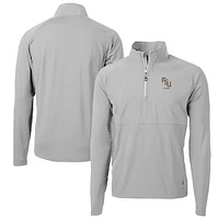 Men's Cutter & Buck  Gray Florida State Seminoles Alumni Logo Adapt Eco Knit Hybrid Recycled Quarter-Zip Pullover Top