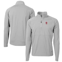Men's Cutter & Buck  Gray NC State Wolfpack Adapt Eco Knit Hybrid Recycled Quarter-Zip Pullover Top