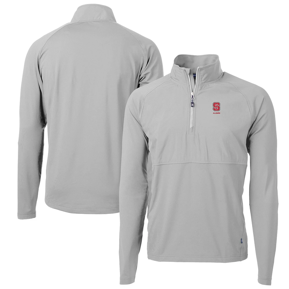 Men's Cutter & Buck Gray NC State Wolfpack Adapt Eco Knit Hybrid Recycled Quarter-Zip Pullover Top