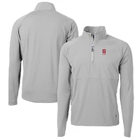 Men's Cutter & Buck  Gray NC State Wolfpack Adapt Eco Knit Hybrid Recycled Quarter-Zip Pullover Top