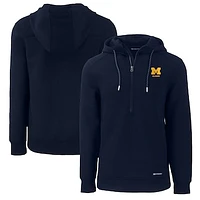 Men's Cutter & Buck  Navy Michigan Wolverines Alumni Logo Roam Eco Recycled Half-Zip Pullover Hoodie