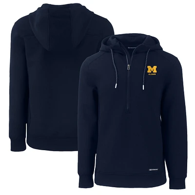Men's Cutter & Buck  Navy Michigan Wolverines Alumni Logo Roam Eco Recycled Half-Zip Pullover Hoodie