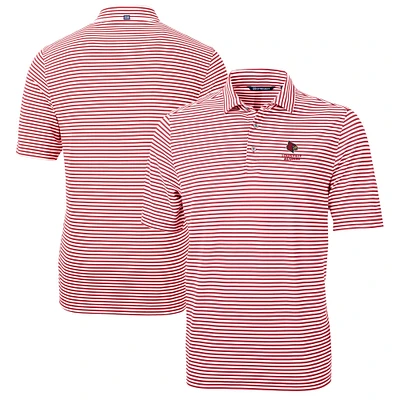 Men's Cutter & Buck  Red Louisville Cardinals Alumni Logo Virtue Eco Pique Stripe Recycled Polo