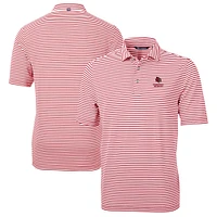 Men's Cutter & Buck  Red Louisville Cardinals Alumni Logo Virtue Eco Pique Stripe Recycled Polo