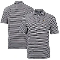 Men's Cutter & Buck  Black Missouri Tigers Virtue Eco Pique Stripe Recycled Polo