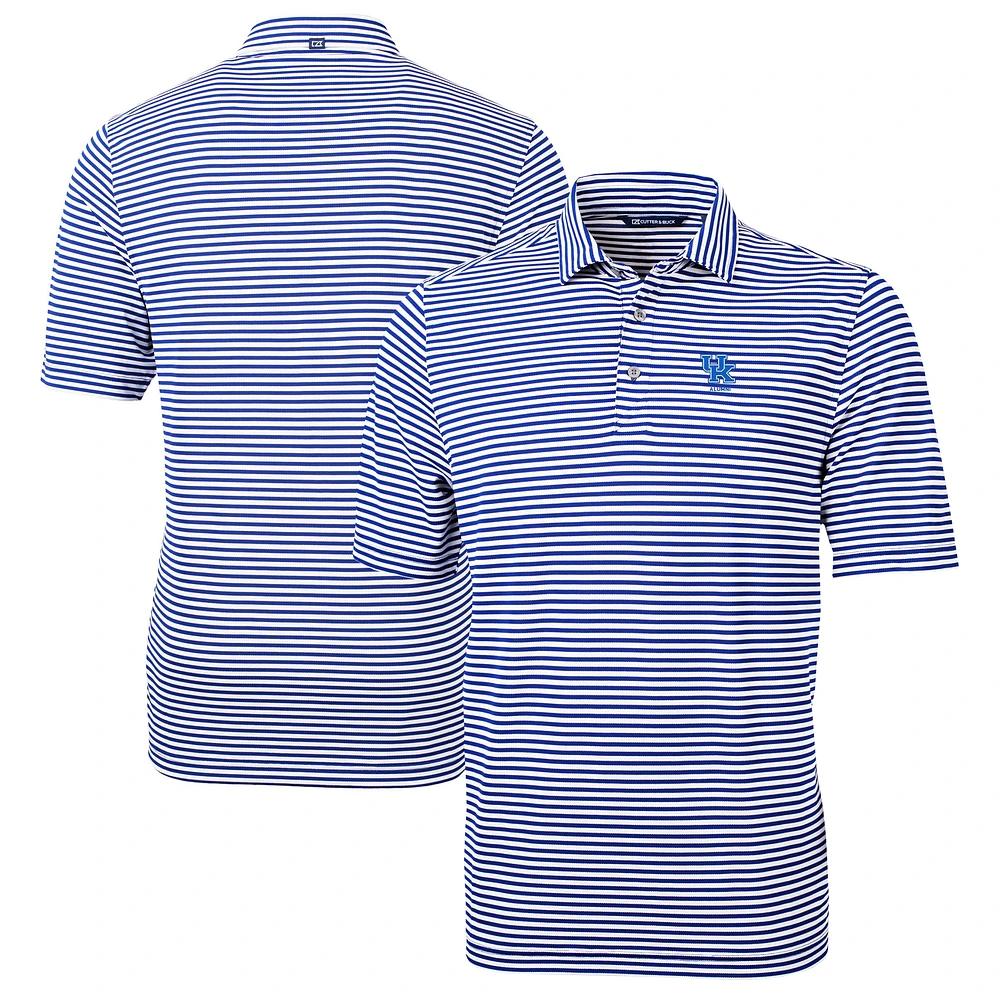 Men's Cutter & Buck Royal Kentucky Wildcats Alumni Logo Virtue Eco Pique Stripe Recycled Polo